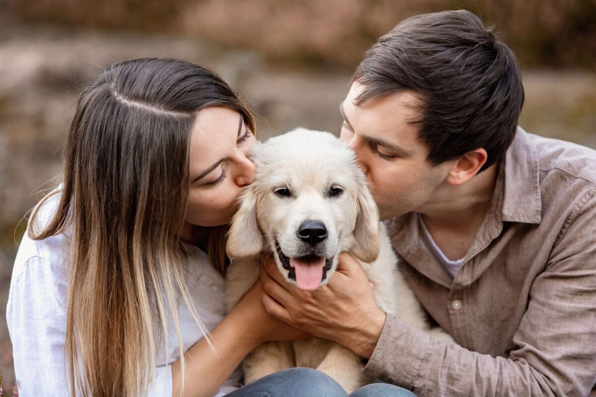 Fotoshooting mit Hund und Mensch Golden Retiever