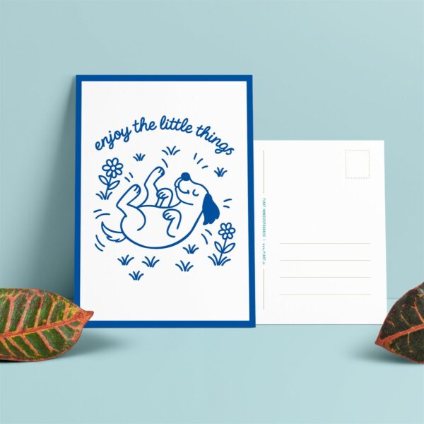 postkarte hund illustration enjoy the little things mantra