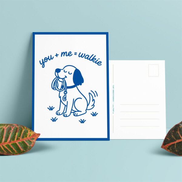 postkarte hund you me walkie gassi