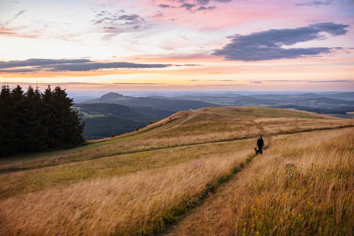 Fernblick auf der Wasserkuppe   Wanderung mit Hund